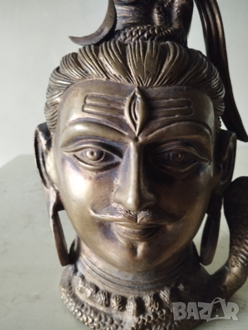 Стара статуетка -главата на бог Шива, снимка 4 - Други ценни предмети - 44715793
