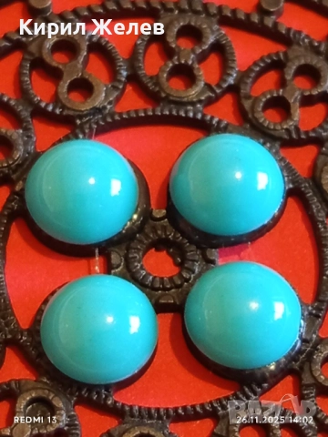 Винтидж бижу с тюркоазени камъни филигранна изработка 27437, снимка 3 - Други - 52548257