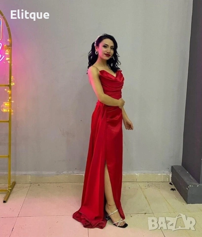 ⭐️Дълги сатенени рокли с цепка, снимка 2 - Рокли - 53195527