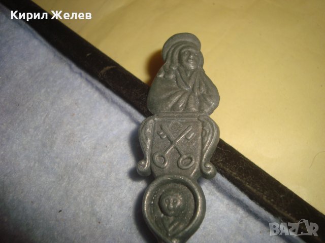 СТАРА ФИГУРАЛНО ОРНАМЕНТИРАНА ХОЛАНДСКА ДЕКОРАТИВНА ЛЪЖИЦА от ЦИНК с ЩЕМПЕЛ АТГЕЛЧЕ 24635, снимка 6 - Колекции - 38139191