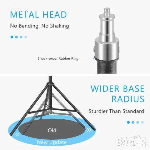 MSKIRA Стойка за фотографско осветление с калъф, 2 бр. Стойка за осветление, 2,1 M преносими стойки, снимка 4 - Чанти, стативи, аксесоари - 47423664