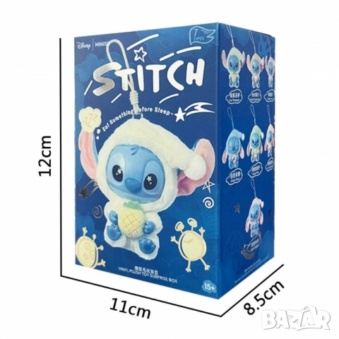 Сладка изненада с Miniso Stitch в пижама – колекционерска фигурка 15 см, снимка 6 - Плюшени играчки - 51926494