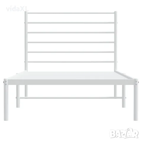 vidaXL Метална рамка за легло, без матрак, с табла, бяла, 75x190 см, снимка 6 - Спални и легла - 56147210