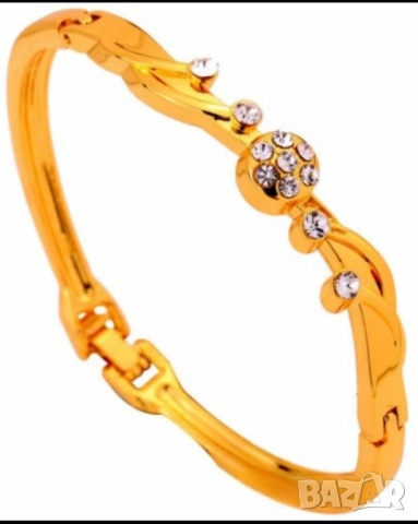 Елегантна гривна белезник от 9к попълнено злато и цирконии 20 лв., снимка 3 - Гривни - 51783540