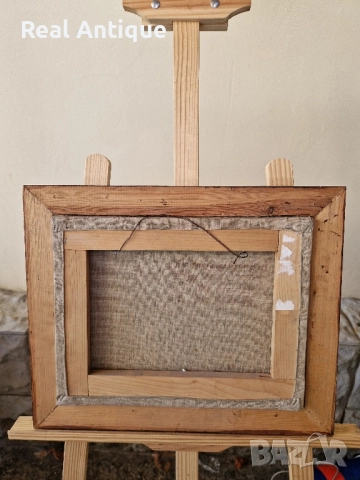 Прекрасна антикварна картина масло върху платно Бг автор , снимка 7 - Картини - 51617841