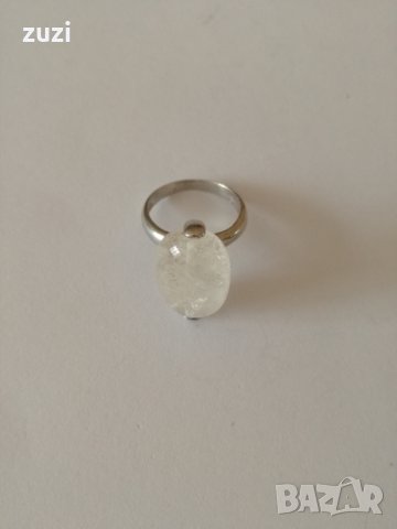 Ръчен сребърен пръстен  с планински кристал - 950 сребро , снимка 2 - Пръстени - 30471101