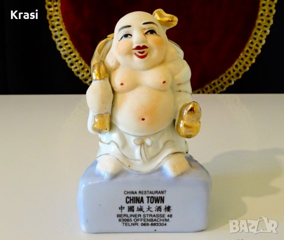 Смеещият се Буда порцеланова статуетка,злато. , снимка 1 - Статуетки - 38407353