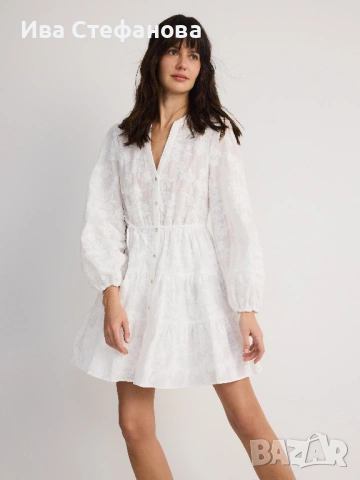 Нова разкошна елегнтна бяла къса рокля 100% памук памучна , снимка 3 - Рокли - 49905497