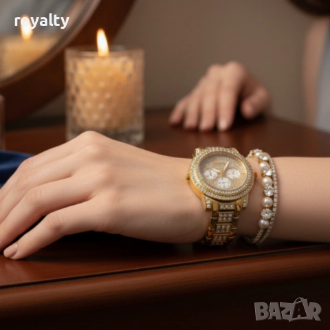 Дамски часовник с гривни – готово решение за ефектен подарък, снимка 3 - Бижутерийни комплекти - 52122226