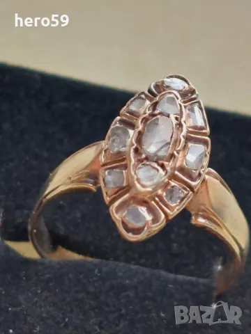 Дамски златен пръстен с диаманти , снимка 1