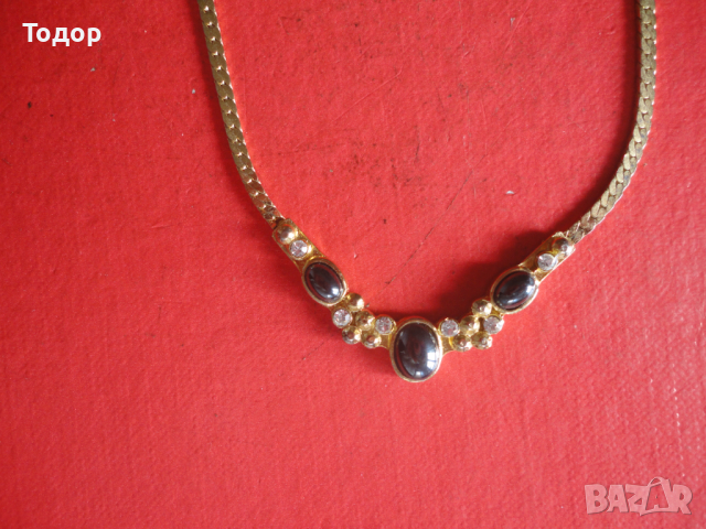 Позлатено колие с камъни 2, снимка 2 - Колиета, медальони, синджири - 44734076