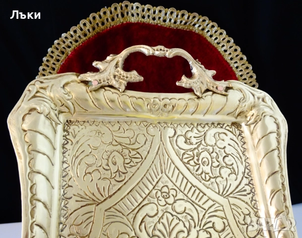 Бронзов поднос,плато с приказни орнаменти. , снимка 2 - Антикварни и старинни предмети - 51597035