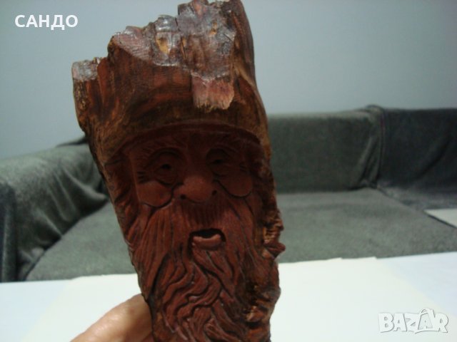 Изящна дървена скулптура "ГОРСКИ ДУХ " дърворезба САЩ, снимка 3 - Статуетки - 39021483