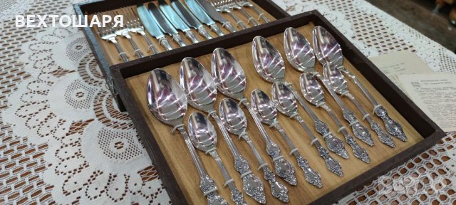 Старинни Дълбоко Посребрени Руски Прибори за Хранене , снимка 4 - Антикварни и старинни предмети - 38587968