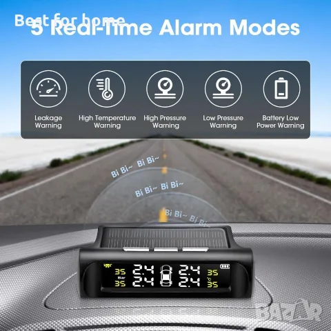 Система за следене на налягането в гумите (TPMS) със соларно захранване и водоустойчиви сензори, снимка 3 - Аксесоари и консумативи - 56163475