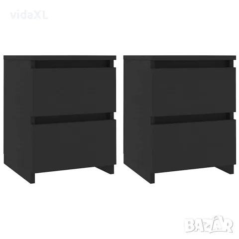 vidaXL Нощни шкафчета, 2 бр, черни, 30x30x40 см, инженерно дърво