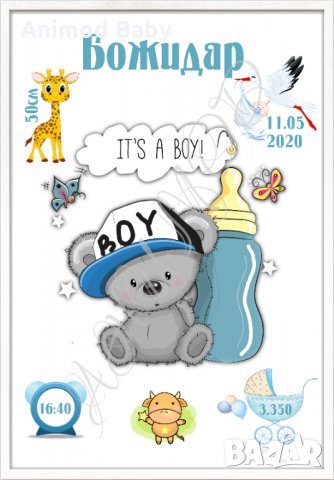 Рамка за бебе / визитка / снимка , персонализиран подарък за новородено, снимка 12 - Мебели за детската стая - 34295215