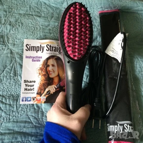 Четка за изправяне и изсушаване с LCD дисплей и 3D керамични цилиндри