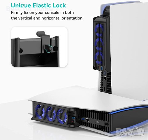 Охлаждащ вентилатор KIWIHOME за PS5, снимка 7 - Аксесоари - 40542517