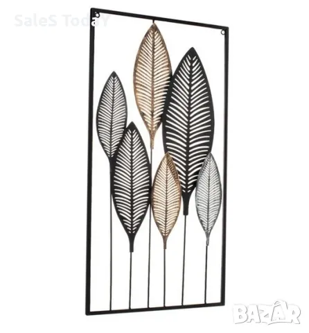 Метална картина пано, " Златни листа", 75см