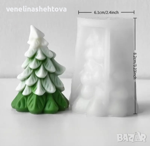 3D наклонена елха силиконов молд форма свещи гипс сапун смола фондан шоколад , снимка 3 - Форми - 52282527