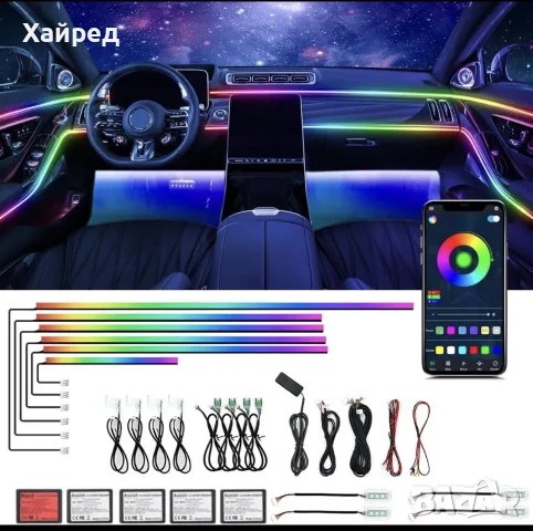 НОВО! Комплект за LED амбиентно осветление за автомобил BPHUNY – 18 в 1