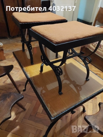 маса с табуретки от ковано желязо, снимка 6 - Маси - 51747358