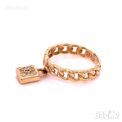 Златен дамски пръстен 2,82гр. размер:53 14кр. проба:585 модел:22802-1, снимка 2 - Пръстени - 53340831