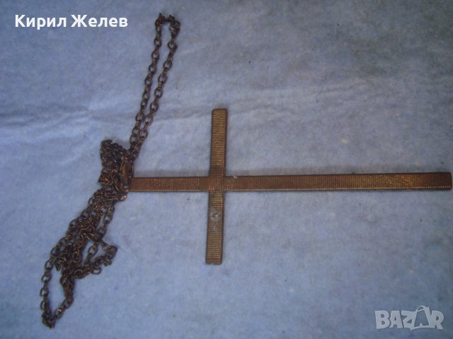 СТАР ГОЛЯМ МЕТАЛЕН АРТ КРЪСТ с КРИСТАЛЧЕТА и ВЕРИЖКА ФЕШЪН КОЛИЕ 27451, снимка 6 - Колиета, медальони, синджири - 36950329