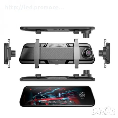 Видеорегистратор огледало с две камери DVR 9.66 инча FULL HD, снимка 4 - Аксесоари и консумативи - 47758593