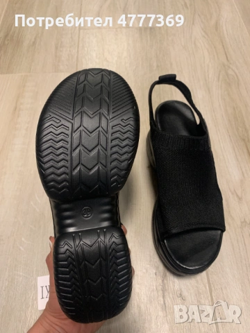 Спортни летни черни сандали от плат на платформа НОВИ, снимка 7 - Сандали - 54185238