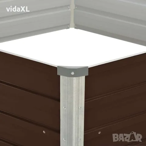 vidaXL Повдигната леха, кафява, 129x129x45 см, поцинкована стомана, снимка 3 - Саксии и кашпи - 56147584