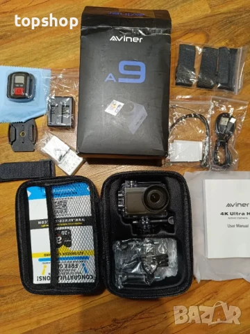 компактна и многофункционална екшън камера Aviner А9 4K, водоусточива 40м. Ultra HD 20 мегапискела.., снимка 4 - Камери - 50494760