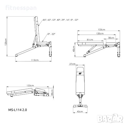 Регулируема, сгъваема пейка за полупрофесионална  употреба , снимка 8 - Фитнес уреди - 40344784