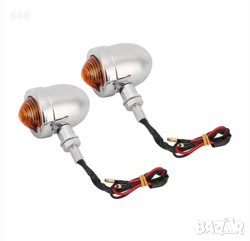 Комплект 2 мигача за мотоциклет, алуминиева сплав, 12V, сребристи, снимка 5 - Аксесоари и консумативи - 54019170
