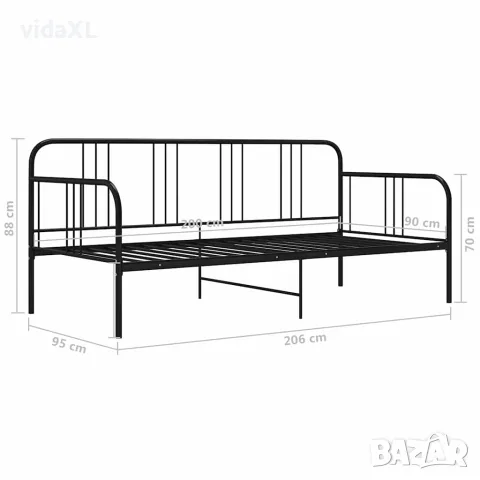 vidaXL Рамка за разтегателен диван, черна, метал, 90x200 см, снимка 7 - Спални и легла - 56146797
