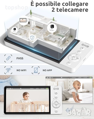 Нов GHB Бебефон с видео и аудио 5" 720P HD бебешка камера с IPS екран 5000mAh VOX нощно виждане ..., снимка 10 - Бебефони - 52747089