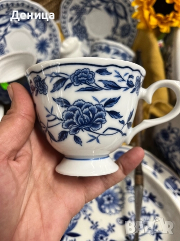 Чаени чаши с красива синя декорация, снимка 2 - Чаши - 51752144