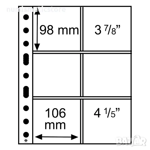 Leuchtturm Grande 3/2C за снимки за шест снимки на прозрачен лист 106х98 мм / 5 броя
