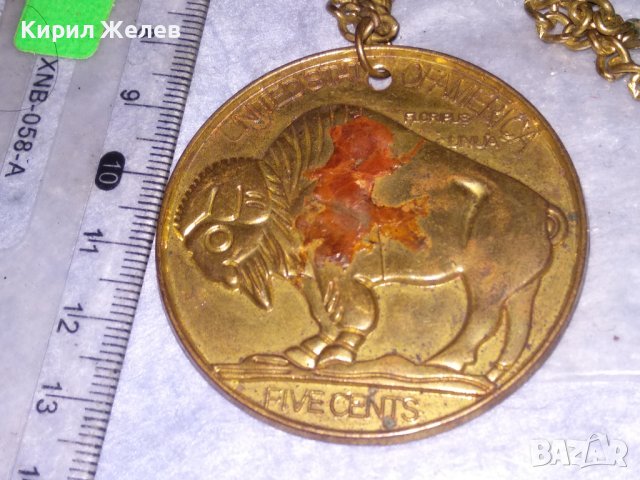 СТАР МНОГО ИНТЕРЕСЕН МЕДАЛЬОН Тип РЯДКА МОНЕТА - САЩ със СТОМАНЕНО ЗЛАТИСТО СИНДЖИРЧЕ ВЕРИЖКА 37106, снимка 11 - Антикварни и старинни предмети - 40420585
