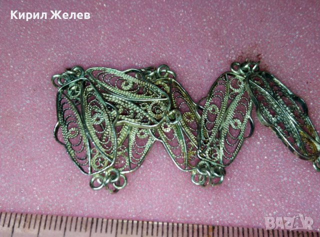 СТАРА ВЪЗРОЖДЕНСКИ СТИЛ ФИЛИГРАННА СРЕБЪРНА ГРИВНА ВИСОКА ПРОБА СРЕБРО РЪЧНА МАЙСТОРСКА РАБОТА 41991, снимка 8 - Антикварни и старинни предмети - 44423967