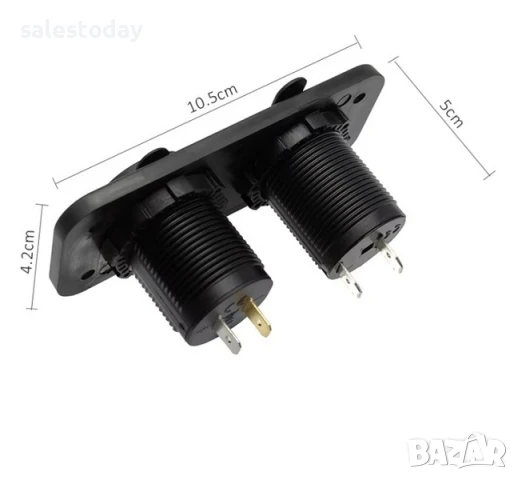 Волтметър с 2 USB порта и гнездо, Панел за вграждане, табло, снимка 2 - Аксесоари и консумативи - 50543499