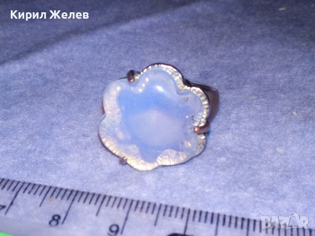 СТАР СКЪПОЦЕНЕН ВИНТИДЖ АРТ ПРЪСТЕН с КРАСИВО ШЛИФОВАН СИН ЛУНЕН КРИСТАЛ 36958, снимка 6 - Пръстени - 39723600