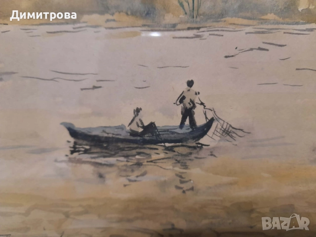 Авторска картина Благой Пандов На Дунава 1974г подписана, снимка 2 - Картини - 52696848