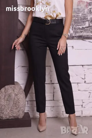 Панталон “Black Elegance Line” – елегантен черен панталон с колан арт.8025, снимка 4 - Панталони - 55821514