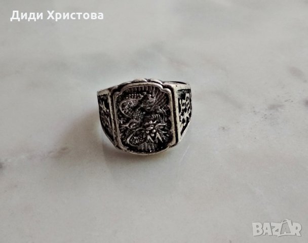 ПРЪСТЕН ОТ ТИБЕТСКО СРЕБРО С ДРАКОН размер 9