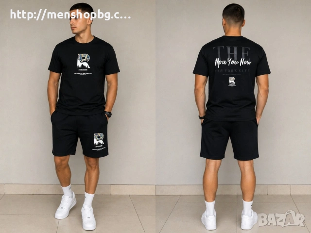 Комплект с бермуди в черно 