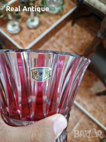 Уникална антикварна колекционерска белгийска кристална ваза Val Saint Lambert , снимка 8 - Вази - 51041547