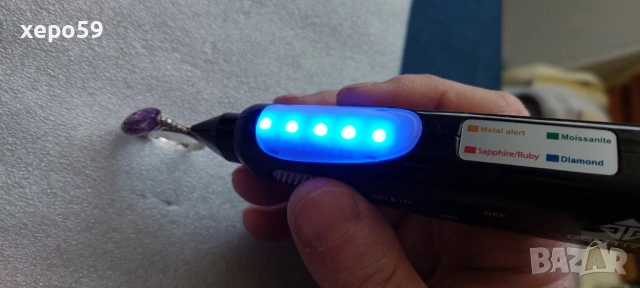 Прекрасен фирмен дизайнерски златен 18к пръстен с аметист и 26 диаманта(Poiray Paris) бяло злато, снимка 5 - Пръстени - 52217293