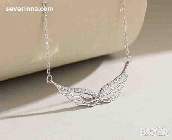 Сребърно колие Ангелски криле, снимка 1 - Колиета, медальони, синджири - 38041415